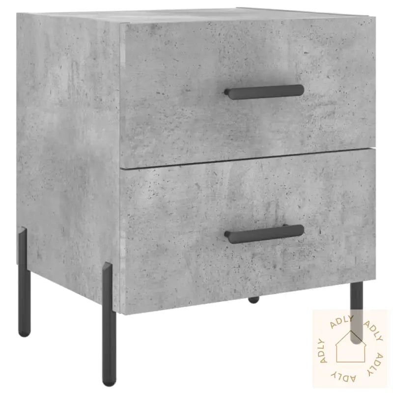Nattbord 2 Stk Betonggrå 40X35X47,5 Cm Konstruert Tre