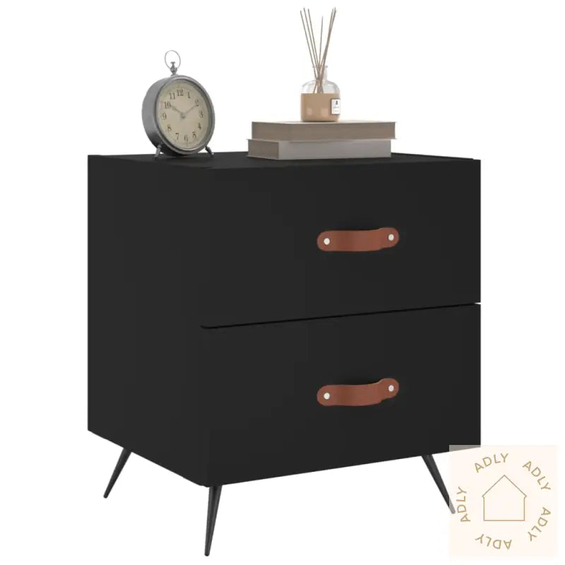 Nattbord 2 Stk Svart 40X35X47,5 Cm Konstruert Tre