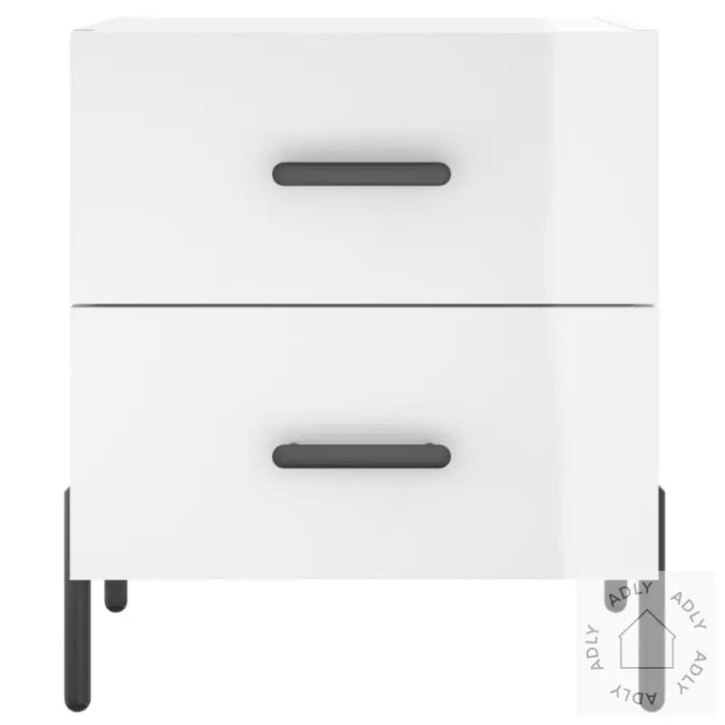 Nattbord 2 Stk Høyglans Hvit 40X35X47,5 Cm Konstruert Tre