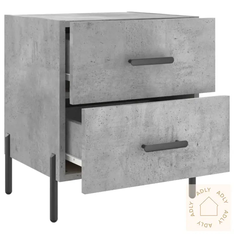 Nattbord 2 Stk Betonggrå 40X35X47,5 Cm Konstruert Tre
