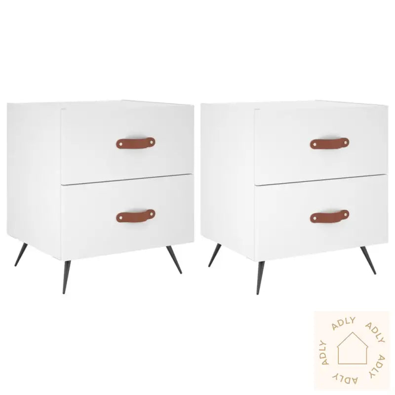 Nattbord 2 Stk Hvit 40X35X47,5 Cm Konstruert Tre