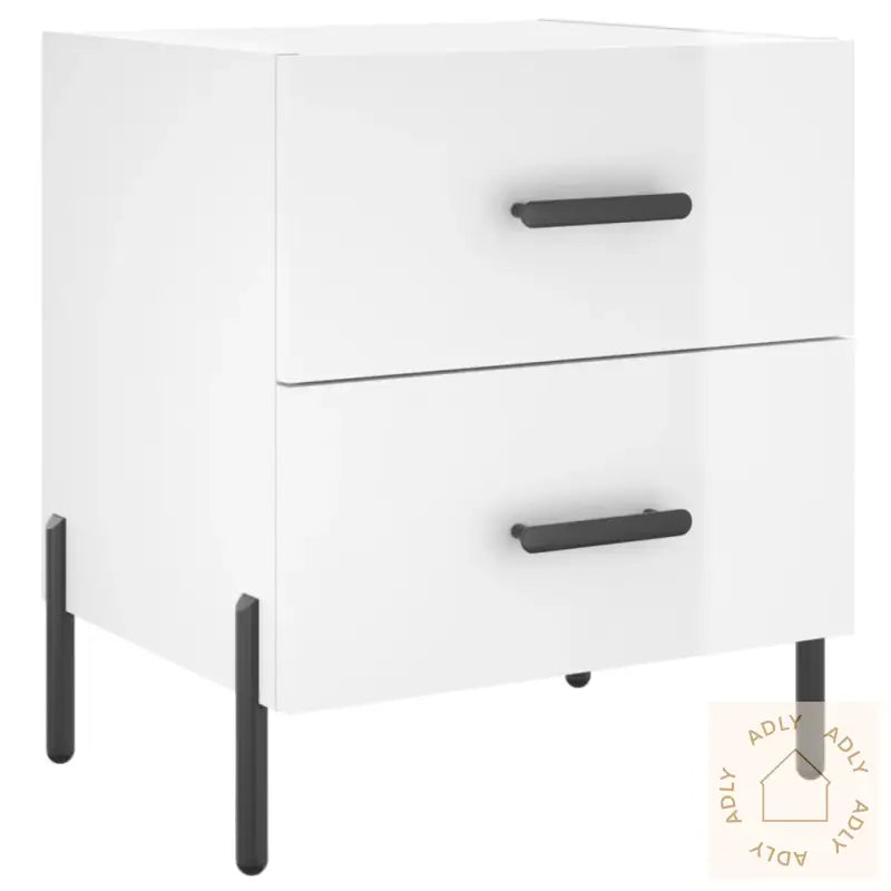 Nattbord 2 Stk Høyglans Hvit 40X35X47,5 Cm Konstruert Tre