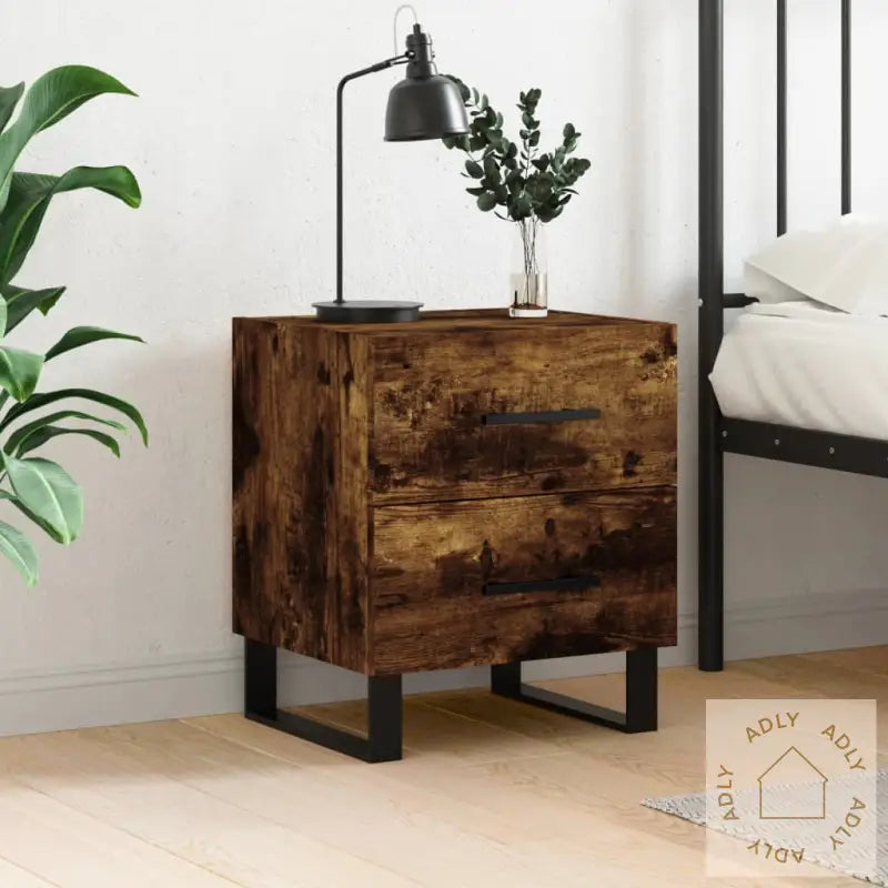Nattbord Røkt Eik 40X35X47,5 Cm Konstruert Tre