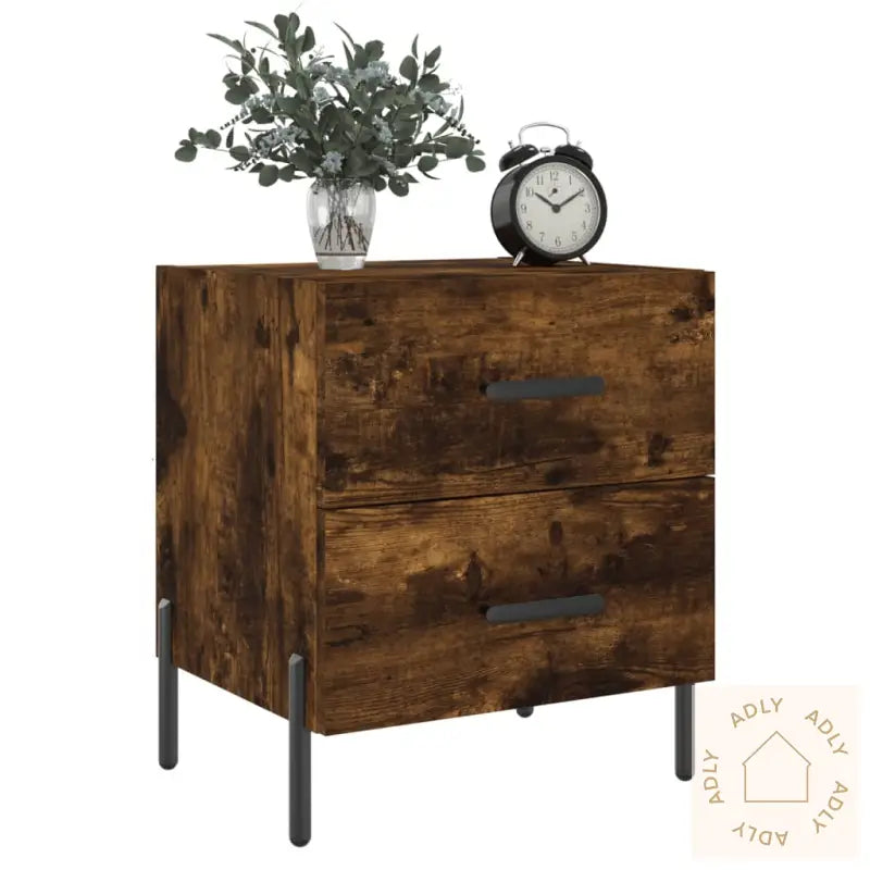 Nattbord Røkt Eik 40X35X47,5 Cm Konstruert Tre