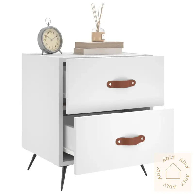 Nattbord 2 Stk Hvit 40X35X47,5 Cm Konstruert Tre