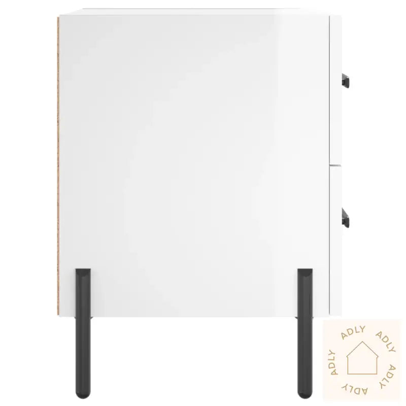 Nattbord 2 Stk Høyglans Hvit 40X35X47,5 Cm Konstruert Tre