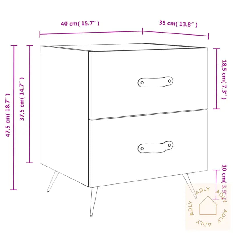 Nattbord Betonggrå 40X35X47,5 Cm Konstruert Tre