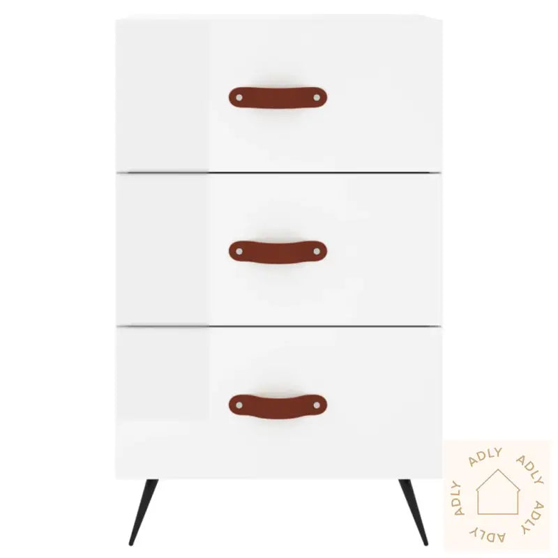 Nattbord Høyglans Hvit 40X40X66 Cm Konstruert Tre