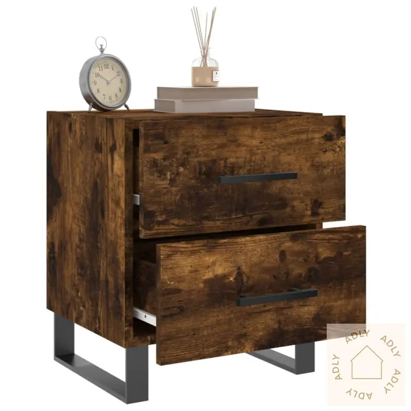 Nattbord 2 Stk Røkt Eik 40X35X47,5 Cm Konstruert Tre