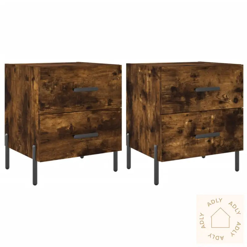 Nattbord 2 Stk Røkt Eik 40X35X47,5 Cm Konstruert Tre