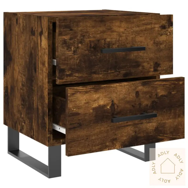 Nattbord 2 Stk Røkt Eik 40X35X47,5 Cm Konstruert Tre