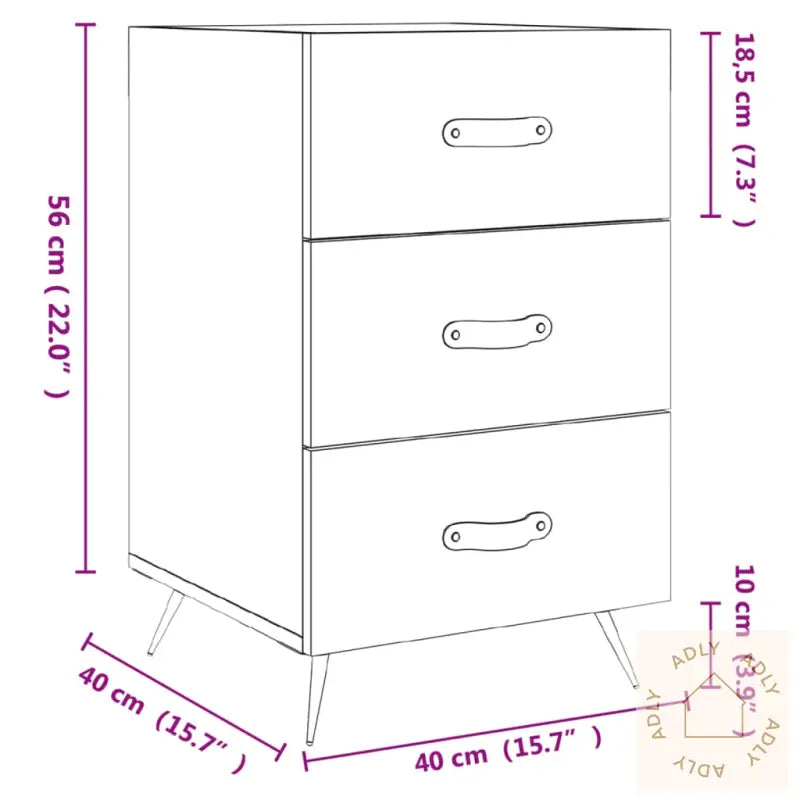 Nattbord Høyglans Hvit 40X40X66 Cm Konstruert Tre