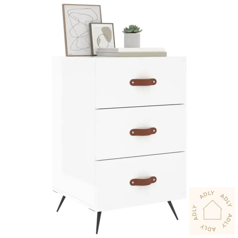 Nattbord Høyglans Hvit 40X40X66 Cm Konstruert Tre