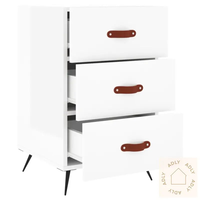 Nattbord Høyglans Hvit 40X40X66 Cm Konstruert Tre