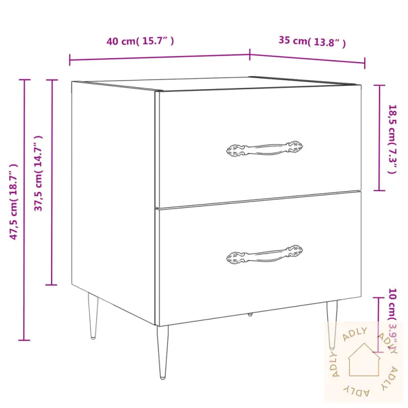 Nattbord Grå Sonoma 40X35X47,5 Cm Konstruert Tre