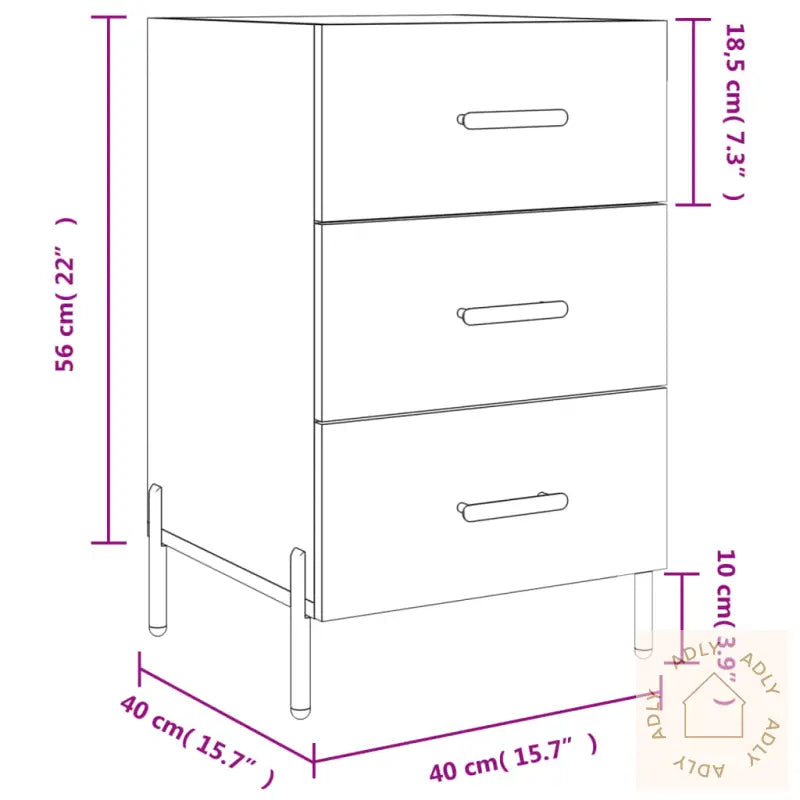 Nattbord Betonggrå 40X40X66 Cm Konstruert Tre