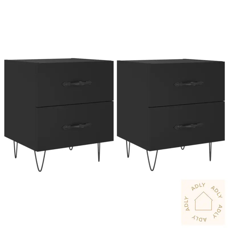 Nattbord 2 Stk Svart 40X35X47,5 Cm Konstruert Tre