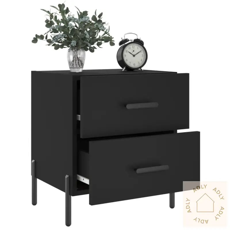 Nattbord 2 Stk Svart 40X35X47,5 Cm Konstruert Tre