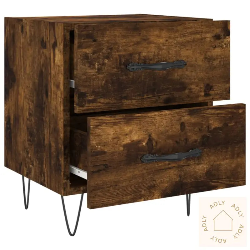 Nattbord 2 Stk Røkt Eik 40X35X47,5 Cm Konstruert Tre