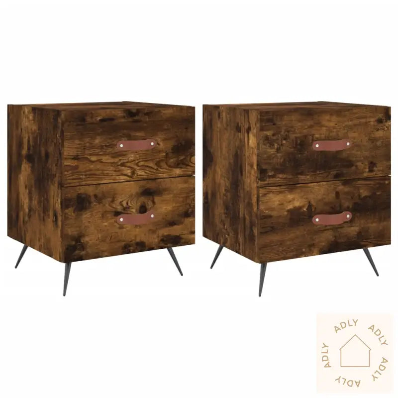 Nattbord 2 Stk Røkt Eik 40X35X47,5 Cm Konstruert Tre