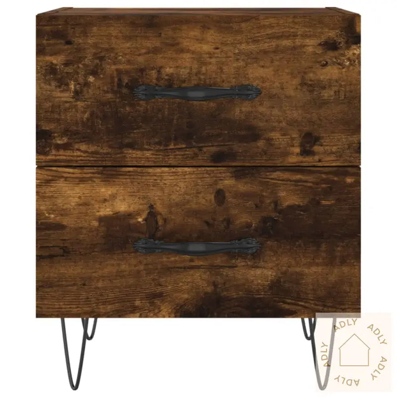 Nattbord 2 Stk Røkt Eik 40X35X47,5 Cm Konstruert Tre
