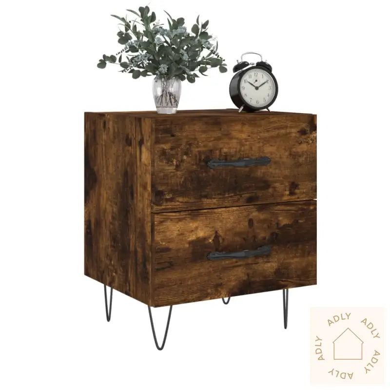 Nattbord 2 Stk Røkt Eik 40X35X47,5 Cm Konstruert Tre