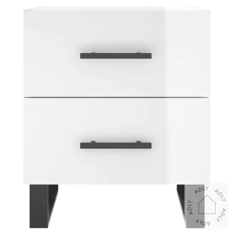 Nattbord 2 Stk Høyglans Hvit 40X35X47,5 Cm Konstruert Tre