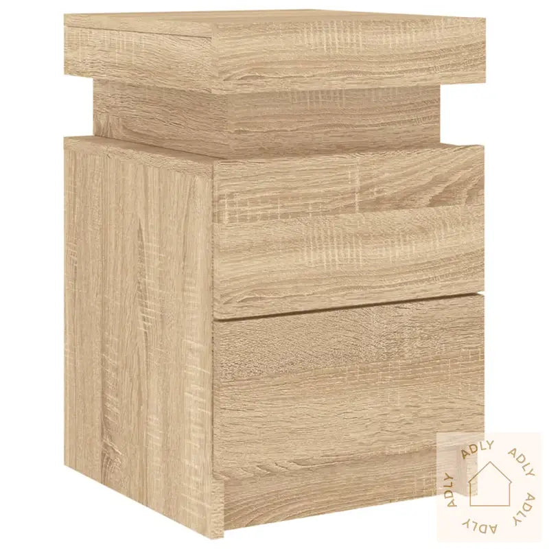 Nattbord Med Led 2 Stk Sonoma Eik 35X39X55 Cm