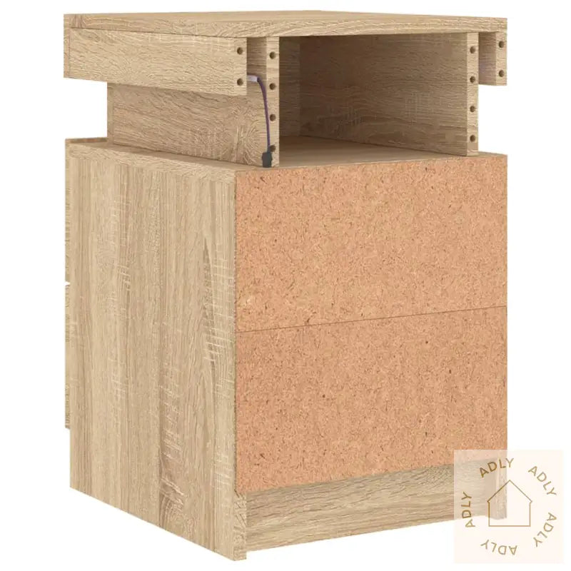 Nattbord Med Led 2 Stk Sonoma Eik 35X39X55 Cm
