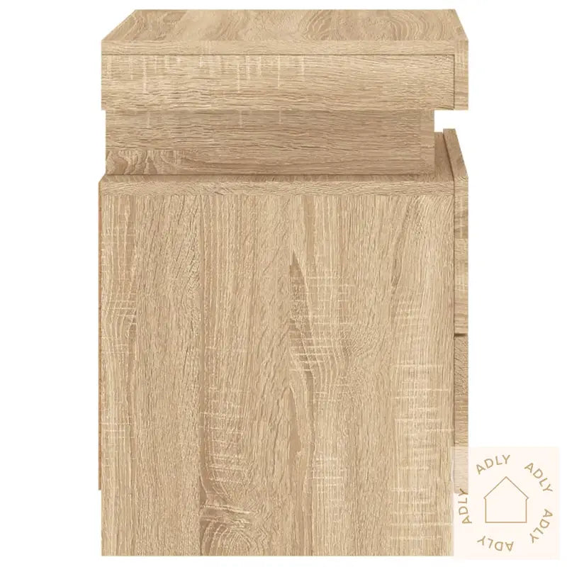 Nattbord Med Led 2 Stk Sonoma Eik 35X39X55 Cm