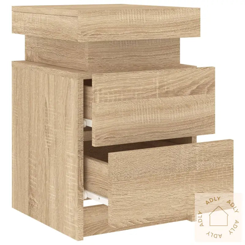 Nattbord Med Led 2 Stk Sonoma Eik 35X39X55 Cm
