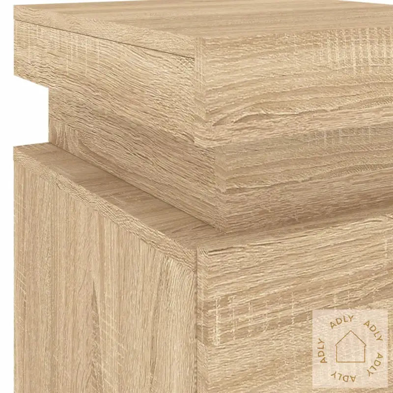 Nattbord Med Led 2 Stk Sonoma Eik 35X39X55 Cm