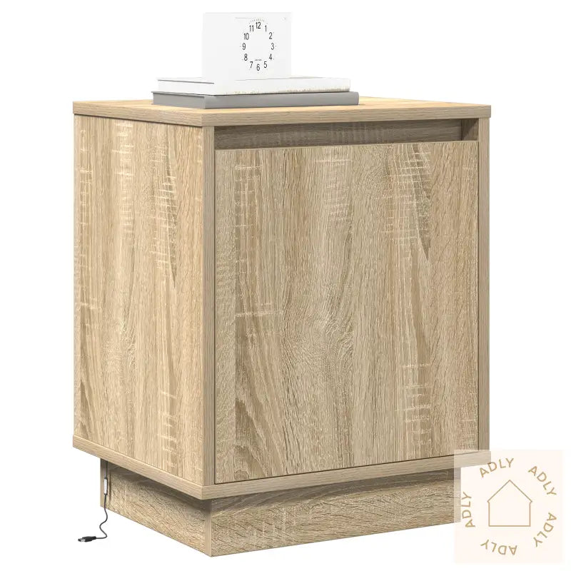 Nattbord Med Led-Lamper 2 Stk Sonoma Eik 39X34,5X50 Cm