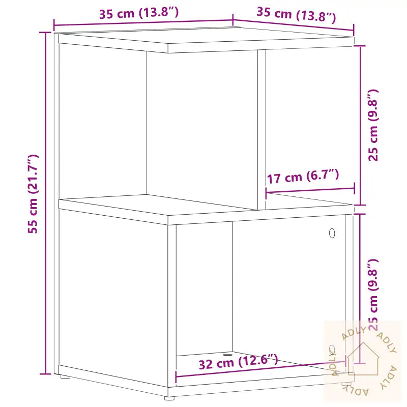 Nattbord Svart Eik 35X35X55 Cm Konstruert Tre