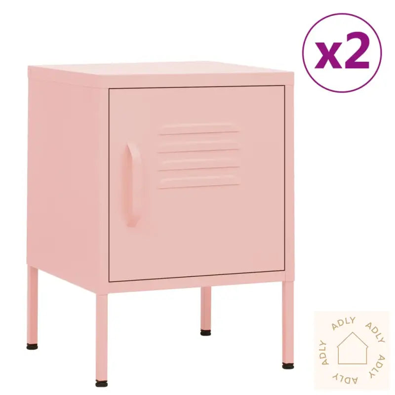 Nattbord 2 Stk Rosa 35X35X51 Cm Stål