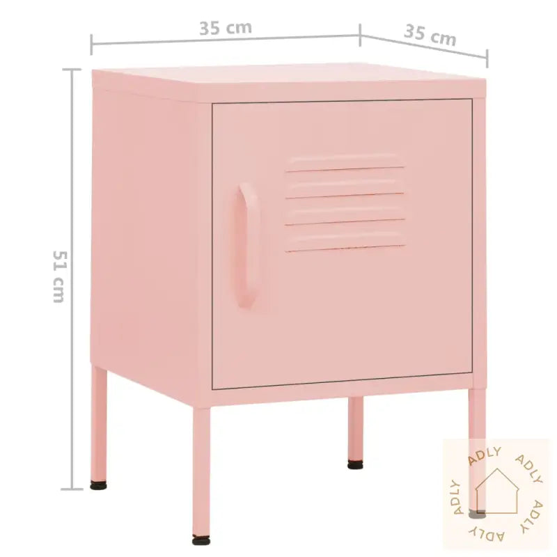 Nattbord 2 Stk Rosa 35X35X51 Cm Stål