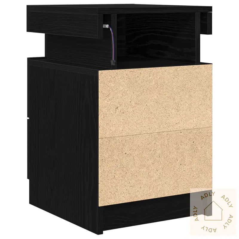 Nattbord Med Led Lys Svart Eik 35X39X55 Cm