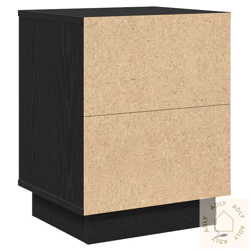 Nattbord Med Led-Lamper Svart 39X34,5X50 Cm