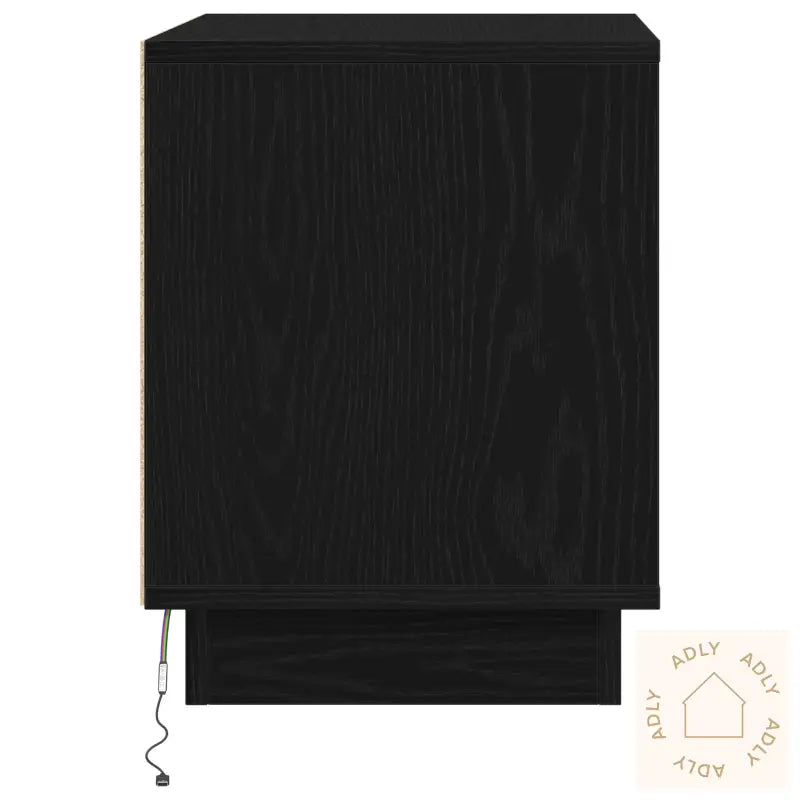 Nattbord Med Led-Lamper Svart Eik 44X34,5X45 Cm