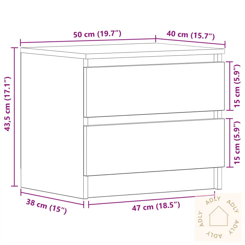 Nattbord 2 Stk Svart Eik 50X40X43,5 Cm Laget Av Tre