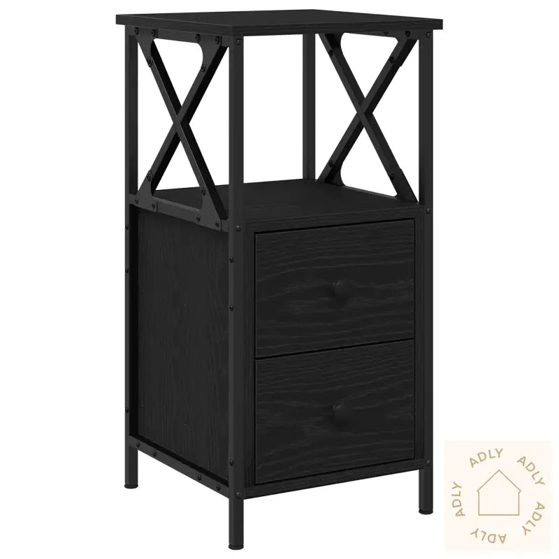 Nattbord I Svart Eik 34X35,5X70 Cm, Laget Av Konstruert Tre