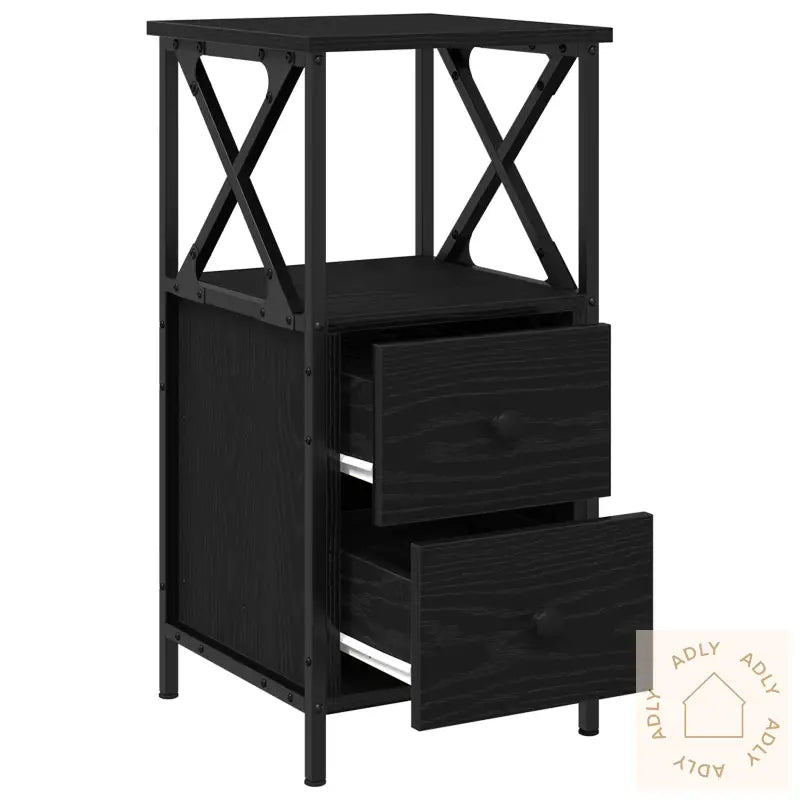 Nattbord I Svart Eik 34X35,5X70 Cm, Laget Av Konstruert Tre
