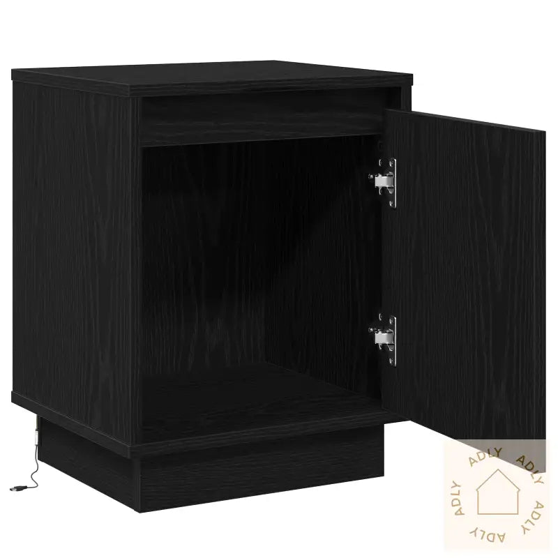 Nattbord Med Led-Lamper Svart 39X34,5X50 Cm