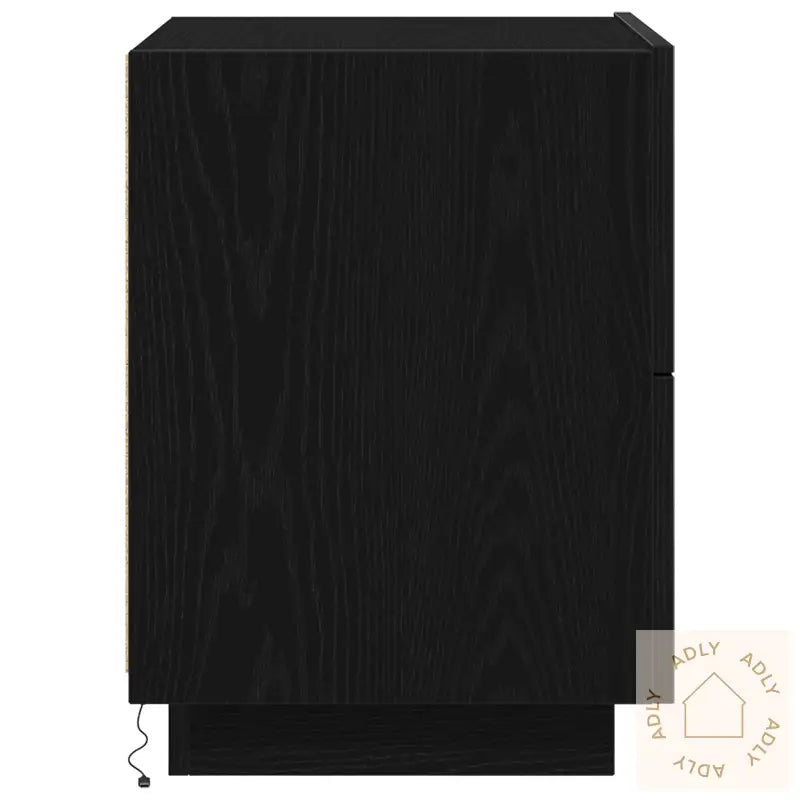 Nattbord Med Led Lys 2 Stk Svart Eik 45X40X55 Cm