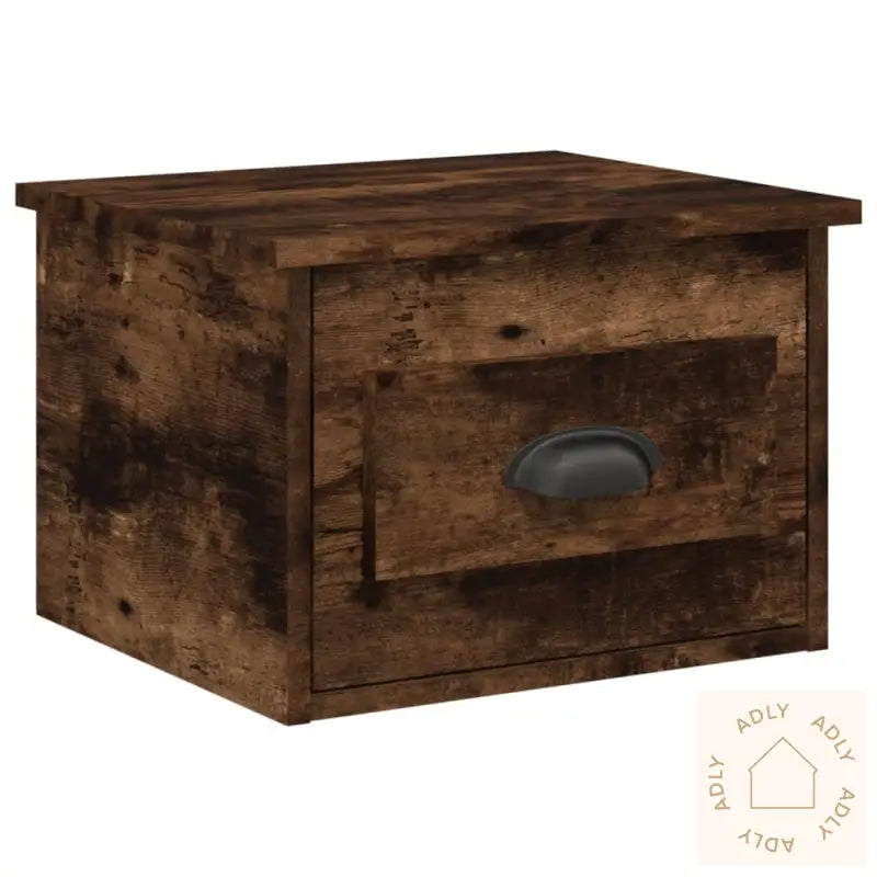 Veggmonterte Nattbord 2 Stk Røkt Eik 41,5X36X28 Cm