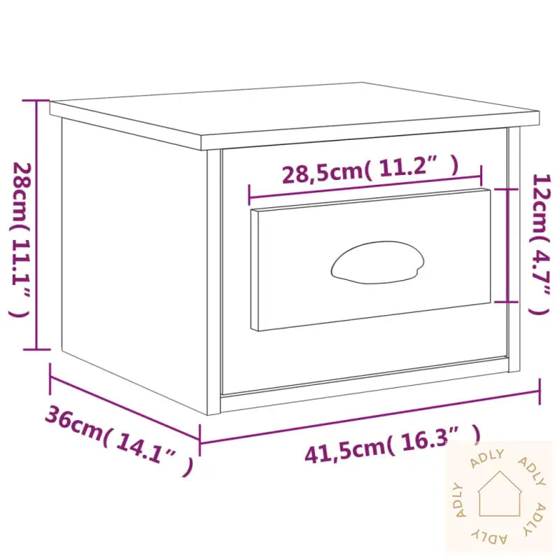 Veggmonterte Nattbord 2 Stk Røkt Eik 41,5X36X28 Cm