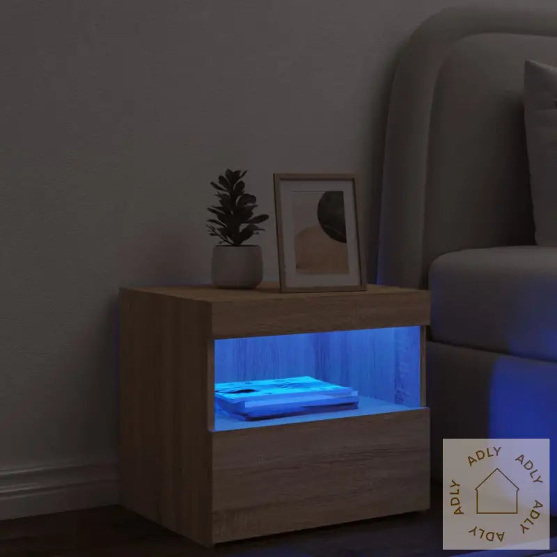 Nattbord Med Led Sonoma Eik 50X40X45 Cm