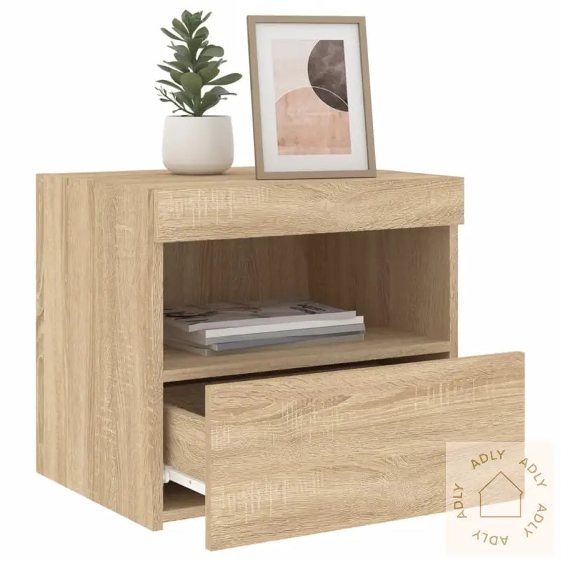 Nattbord Med Led Sonoma Eik 50X40X45 Cm