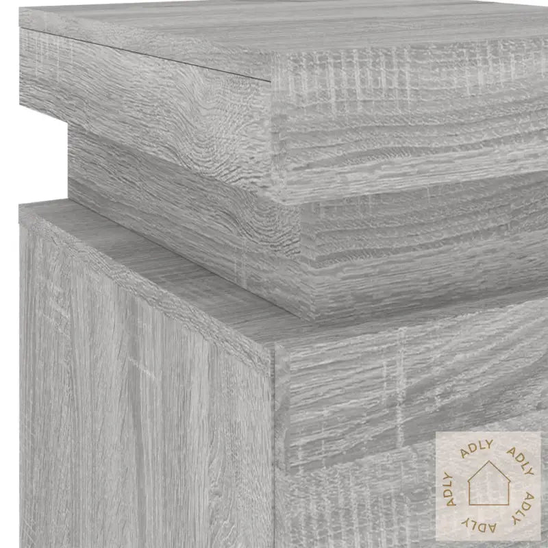 Nattbord Med Led Grå Sonoma 35X39X55 Cm