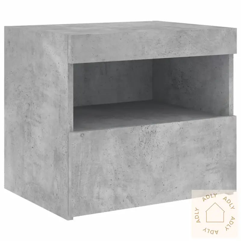 Nattbord Med Led Betonggrå 50X40X45 Cm